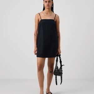 Abercrombie & Fitch‎ Y2K Black Linen Mini Dress Built In Shorts Size XL